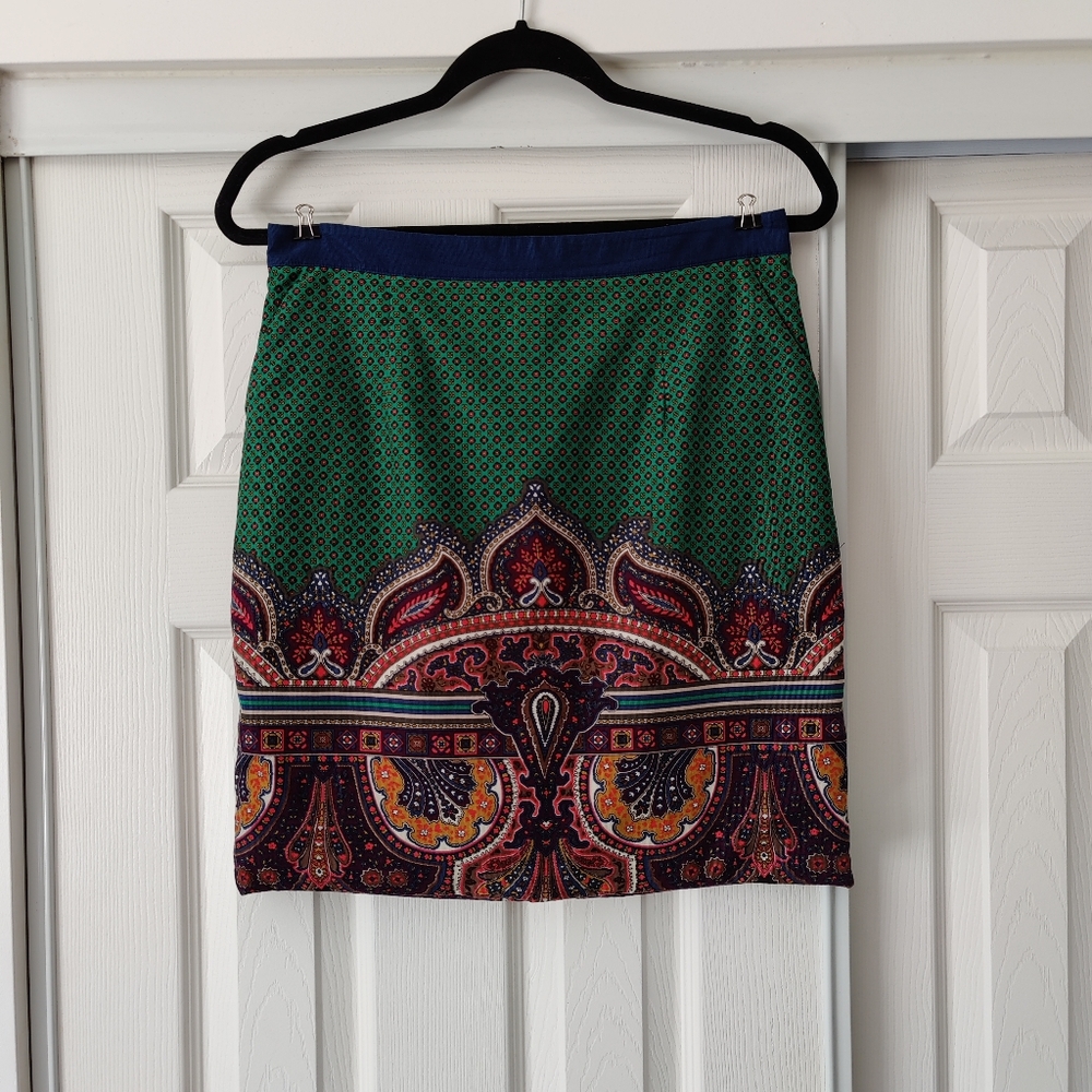 Anthropologie green tribal exotic couroy fabric
